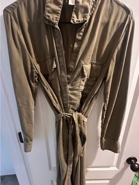 Caslon Olive Utility Maxi Dress with Tie Waist